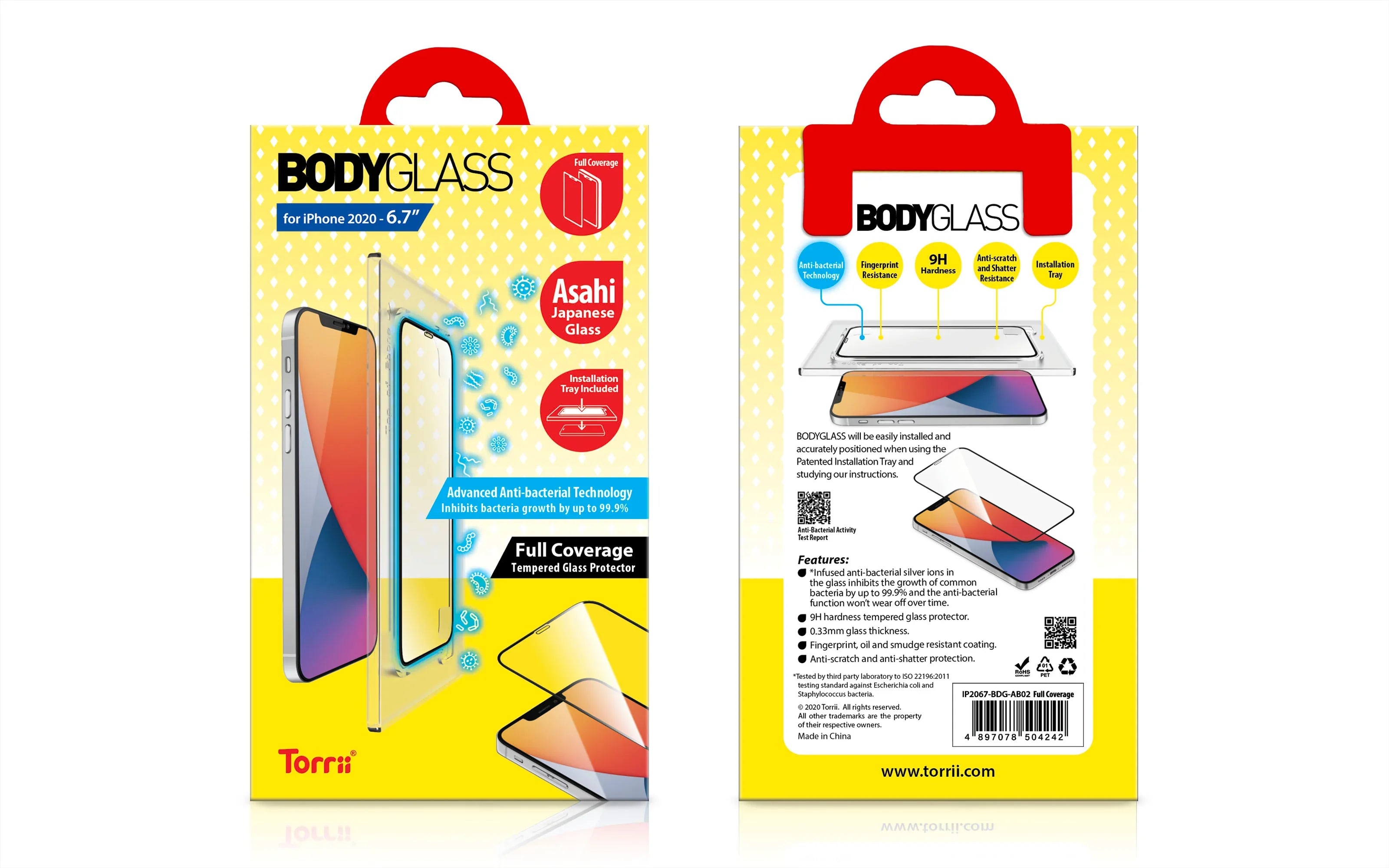 Torrii Bodyglass Anti-Bacterial Coating Full Coverage Curved For iPhone 12 Pro Max - Black - Tashqila Torrii Bodyglass Anti-Bacterial Coating Full Coverage Curved For iPhone 12 Pro Max - Black - Tashqila